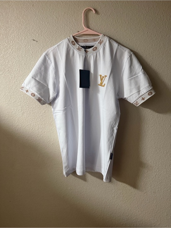 Louis Vuitton Other - Louis Vuitton White T-Shirt with Gold LV Embroidery and Trim
